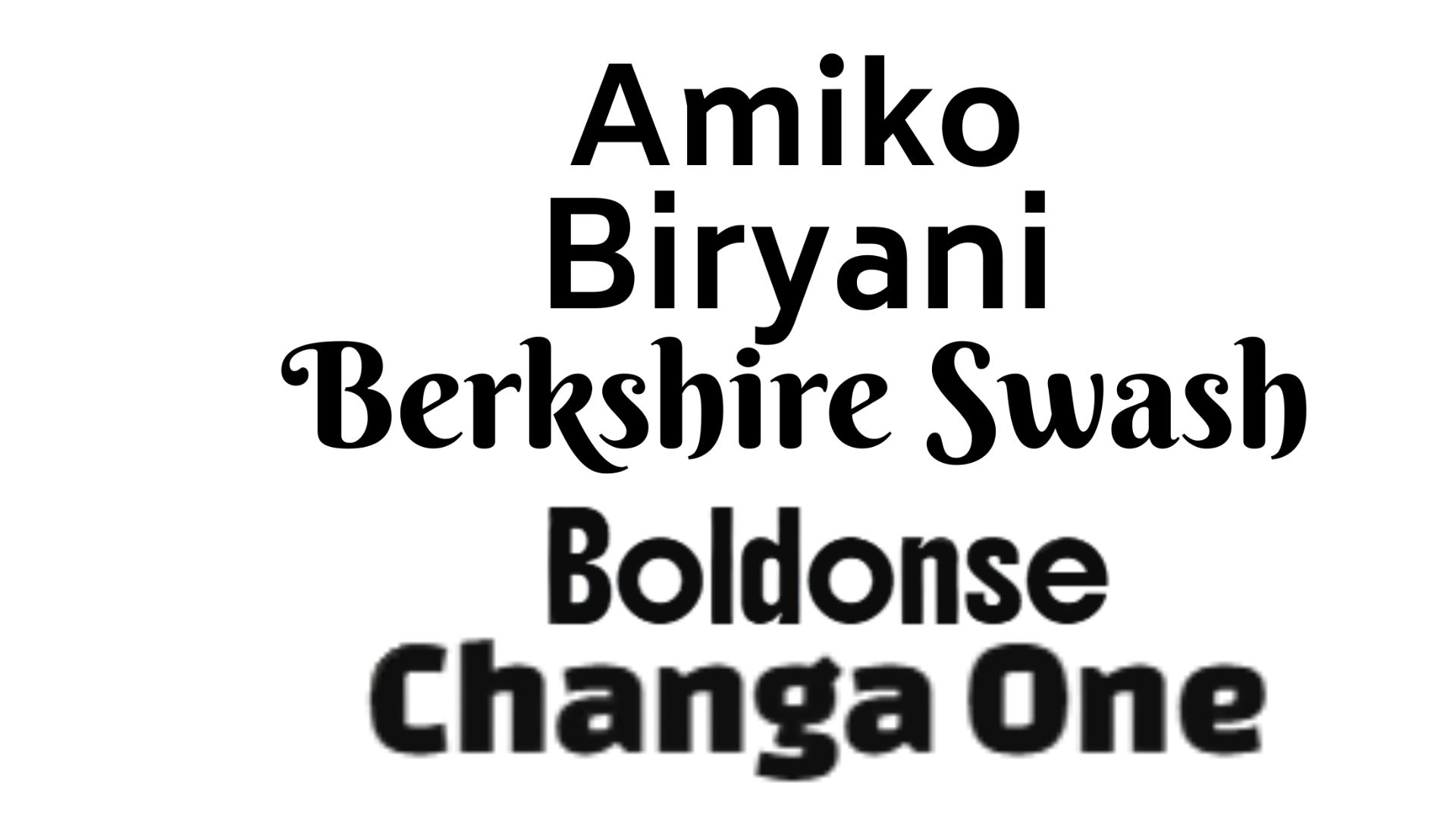 Typography sample for Changa One and site fonts