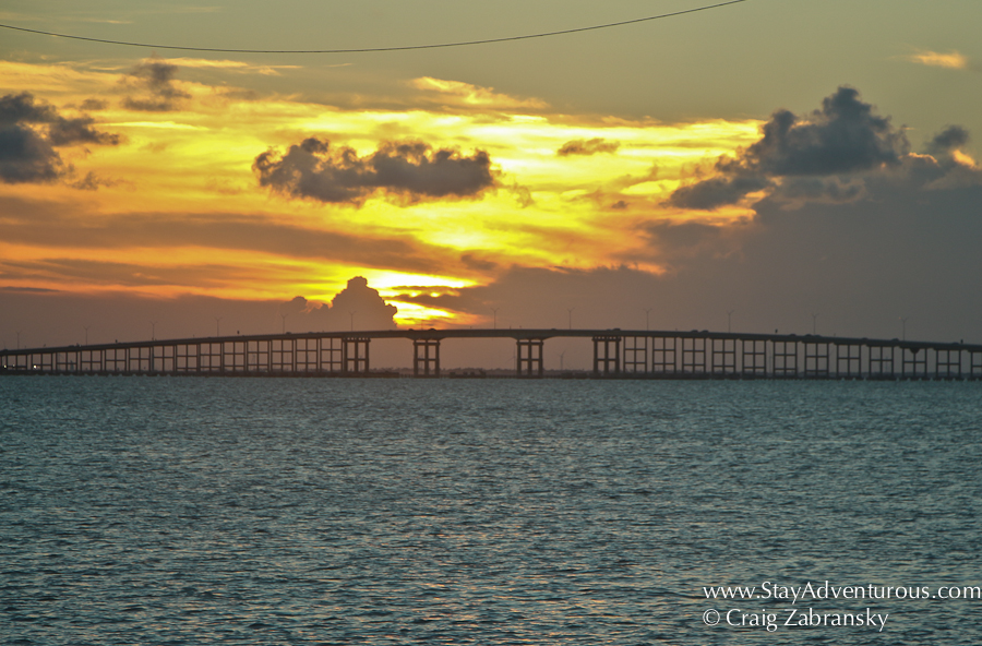 Sunset over the water at South Padre Island